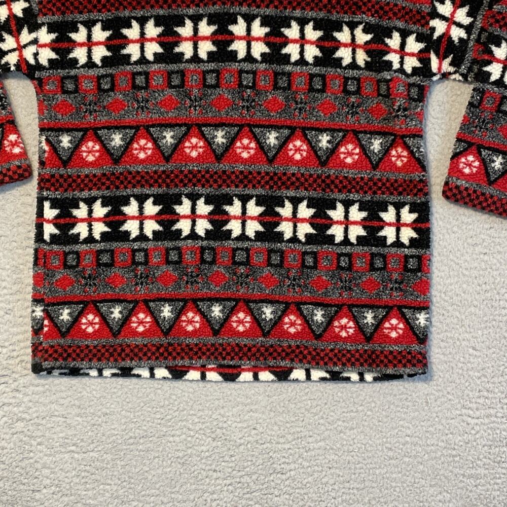 VTG TAPEMEASURE Womens S Red Black White Geometric Fleece Quarter Zip Pullover - Picture 2 of 14
